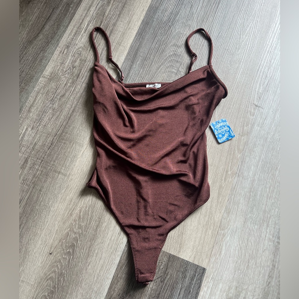 Free People Brown Cowl Neck Bodysuit - Picture 6 of 7